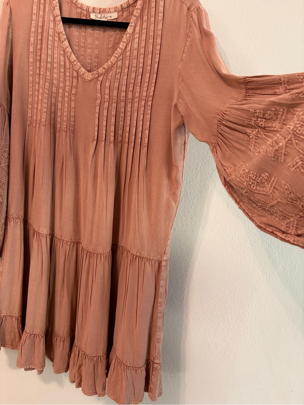 Solitaire Blush Pink Textured Tiered Tunic Dress